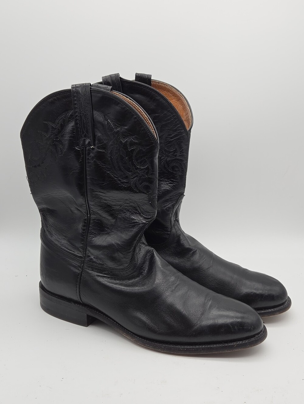 Nocona Black Leather Western Cowboy Boots Size 11 EE
